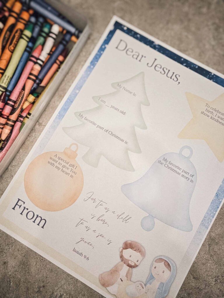 christmas letter to jesus printable for kids | healing home